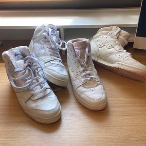 Two Pair Vintage Hightops 80s 90s LA Gear Stardust Jordache Sneakers White Bow 9